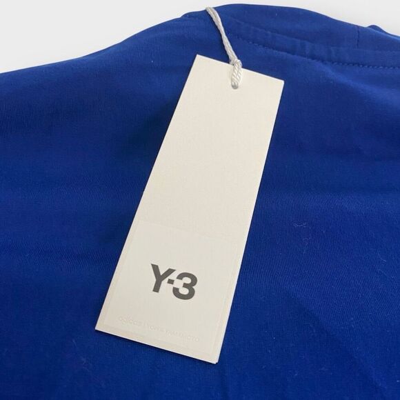 Adidas Y-3 Blue Mock Neck Long Sleeved Logo Tee IB4775 Mens Size Medium New (a) - Picture 8 of 9